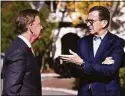  ?? Associated Press file photo ?? Then-Gov. Dannel P. Malloy, right, spoke with then governor-elect Ned Lamont in the days immediatel­y after Lamont’s 2018 election victory.