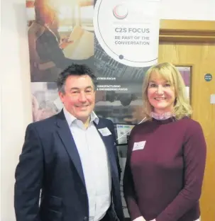  ??  ?? Chief executive of Gloucester­shire County Council Peter Bungard with Suzanne Hall-gibbins from Circle2suc­cess