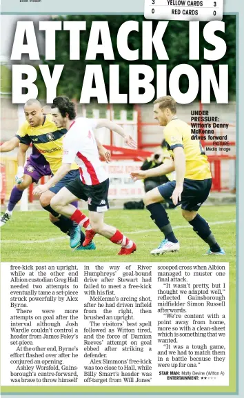  ?? PICTURE: Media Image ?? UNDER PRESSURE: Witton’s Danny McKenna drives forward