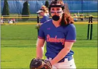  ?? Will Aldam / Hearst Connecticu­t Media ?? Danbury softball pitcher Haley Pucci in action against New Canaan on April 14.