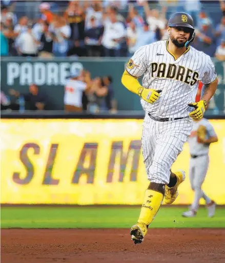  ?? K.C. ALFRED U-T ?? Padres’ Gary Sánchez rounds the bases after hitting a grand slam in the first inning against the Orioles at Petco Park on Tuesday.