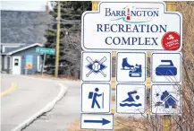  ??  ?? A new sign for the Barrington Recreation Complex recently installed in Barrington Passage echos the same design the new beach signage will. KATHY JOHNSON