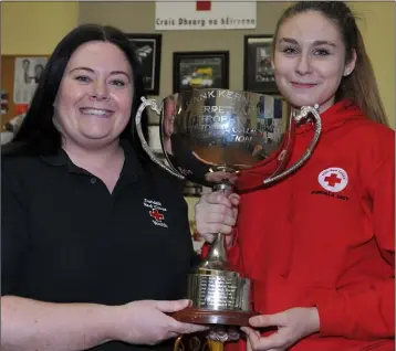  ??  ?? Carol Cumiskey, Trainer with Amy Maguire who won the National Individual Cadet award at the National Red CRoss Competitio­ns held in Gormanston.