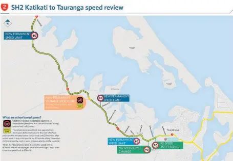  ??  ?? State Highway 2 Katikati to Tauranga speed review map.