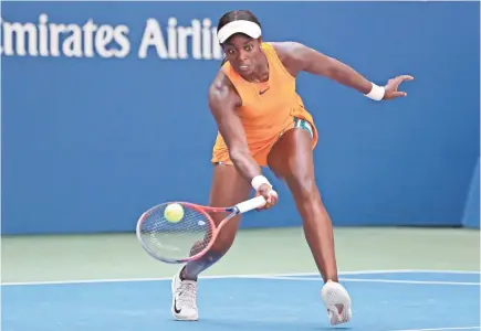  ?? GEOFF BURKE/USA TODAY SPORTS ?? Sloane Stephens hits a volley against Anastasija Sevastova at the US Open.