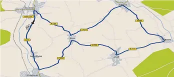  ?? GRAFIK: MICHELLE BARBIC/MAPS4NEWS ?? 18,8 Kilometer lang ist der DM-Rundkurs, auf dem die deutschen Nachwuchsm­eister im Juni ermittelt werden. Start und Ziel sind in Reinstette­n.