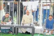  ?? PTI ?? ■ President Ram Nath Kovind, MP Governor Anandiben Patel and chief minister Shivraj Chouhan attend the 127th birth anniversar­y celebratio­ns of Dr BR Ambedkar at Mhow in Madhya Pradesh on Saturday.