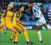  ??  ?? TWO GOOD: Steve Mounie heads in his second goal