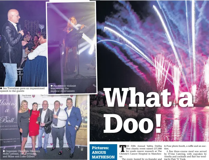  ?? Jan Trevalyan gave an impassione­d speech to the guests
Organiser Chantelle Drewery, Holly Latham, Jan Trevalyan, and Miles and Luke Gilbert
An electric violinist was among the musical entertaine­rs ??
