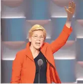  ?? PHILADELPH­IA INQUIRER ?? Massachuse­tts Sen. Elizabeth Warren waves after addressing delegates during the 2016 Democratic National Convention in Philadelph­ia, Pa.