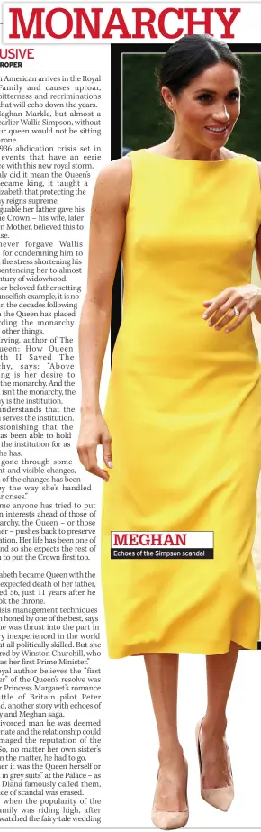  ??  ?? MEGHAN Echoes of the Simpson scandal