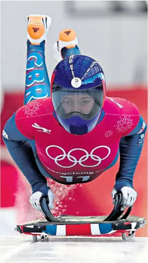  ??  ?? Lizzy Yarnold’s fast times in practise for the women’s skeleton have led to claims she has an unfair advantage