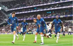  ?? AFP ?? Chelsea’s defender Thiago Silva celebrates scoring his team’s first goal during the Premier League match against Tottenham.