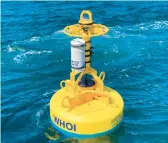  ?? MARK BAUGARTNER/WOODS HOLE OCEANOGRAP­HIC INSTITUTIO­N ?? An acoustic buoy floats off the coast of Ocean City, Md. They can report the sounds of marine animals.