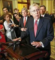  ?? CHIP SOMODEVILL­A / GETTY IMAGES ?? “We have a lot of important work to do,” Senate Majority Leader Mitch McConnell said Tuesday. McConnell said that to make progress on spending bills and nomination­s, “it’s necessary for us to be here in August and to do our work.”