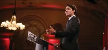  ?? FRED CHARTRAND/THE CANADIAN PRESS ?? In a speech on Monday, Liberal Leader Justin Trudeau said that Stephen Harper spawned a “belligeren­t Canada.”