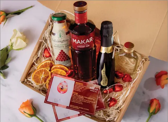  ??  ?? Surprise your special someone this year with The Glasgow Distillery’s Makar
Cherry Spritz Cocktail
Kit, which includes a bottle of Makar Cherry Gin and many more delicious extras for just £29.99.