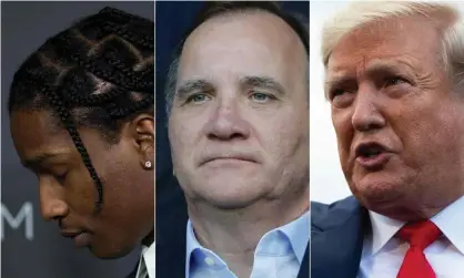  ?? Photograph: David McNew/AFP/Getty Images ?? A$AP Rocky, Stefan Löfven and Donald Trump. The US president has defended the rapper.