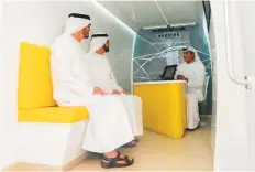  ??  ?? Mohammad Bin Rashid and Mohammad Bin Zayed are briefed about national strategies during the meeting yesterday.