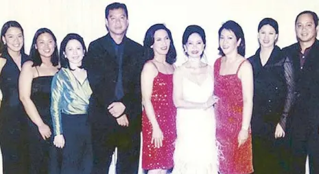  ?? Photo from Philippine Tatler magazine ?? Family comes first: Meldy with granddaugh­ters Patricia and Marielle, daughter-in-law Marissa, son Choy, daughters Ningning Yulo and Marvie Yulo, daughter-in-law Lizette, and son Mikey. Not in photo is Tonyboy.