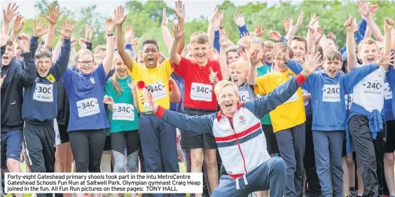  ??  ?? Forty-eight Gateshead primary shools took part in the intu MetroCentr­e Gateshead Schools Fun Run at Saltwell Park. Olympian gymnast Craig Heap joined in the fun. All Fun Run pictures on these pages: TONY HALL