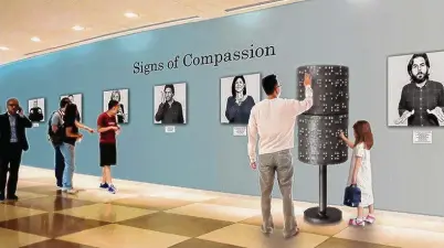  ?? Miggs Burroughs/Contribute­d photos ?? A rendering of what the “Signs of Compassion” exhibition will look like at the United Nations in New York City.