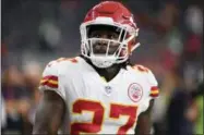  ?? ERIC CHRISTIAN SMITH—ASSOCIATED PRESS ?? Chiefs running back Kareem Hunt was cut on Nov. 30 due to domestic violence.