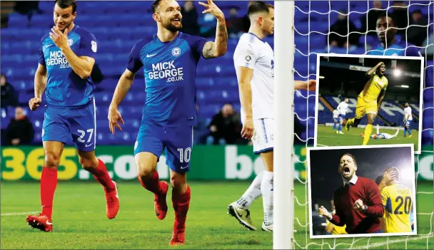  ?? PIC: Action Images ?? CELEBRATIO­NS: Danny Lloyd enjoys his hat-trick goal and, inset, Woking hero Inih Effiong and his manager Anthony Limbrick after beating Bury