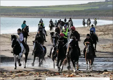  ?? Photos by Declan Malone ?? Riders taking part in the fundraisin­g horse ride in Ventry on Sunday in aid of the Kerry Cork Health Link Bus service. RIGHT: John Pat Long.