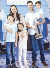  ??  ?? Kristine Hermosa and Oyo Sotto with their kids Kiel, Drei and Kaleb during the Fairview launch