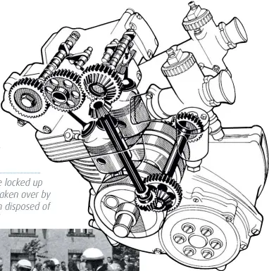  ??  ?? ABOVE Final version of the 250 Rennmax, with the camshaft drive moved to the left side.