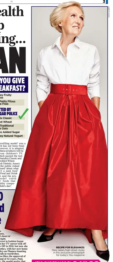 ??  ?? RECIPE FOR ELEGANCE: Mary wears high-street styles in this exclusive photograph for today’s You magazine