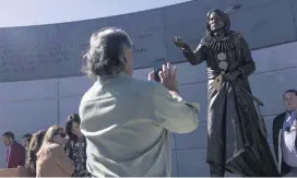  ?? [PHOTO BY ADAM WARNER, OMAHA WORLD-HERALD VIA TULSA WORLD] ?? A sculpture of Ponca Chief Standing Bear was put on Centennial Mall near the State Capitol in Lincoln, Nebraska, in October. In 1877, Standing Bear and other members of the Ponca Tribe fled Indian Territory in Oklahoma, where they had been relocated by...