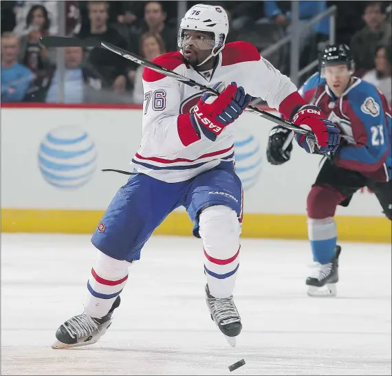  ?? — GETTY IMAGES FILES ?? Elite defenceman P.K. Subban and the Canadiens take on the Vancouver Canucks Tuesday night in Montreal.