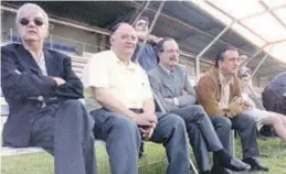 ??  ?? Paco Roig, Llaneza, Carlos Bauset y Fernando Roig, en Compostela.