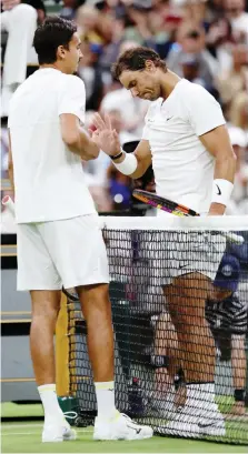  ?? GETTY IMAGES ?? Sonego, 27 anni, Nadal 34, si spiegano a fine match