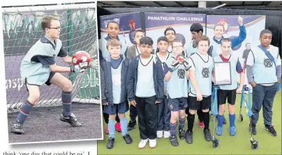  ??  ?? n PROUD DAY: The team of disabled children from Hillingdon did their borough proud at the Panathlon Football Cup; (above left) young goalkeeper Charlie Laws