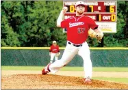  ?? MARK HUMPHREY ENTERPRISE-LEADER ?? Farmington senior pitcher Tyler Gregg winds up before uncorking a pitch. The Cardinals beat Harrison, 15-3, in the 5A West consolatio­n game May 6. The win places Farmington as a No. 3 seed taking on a No. 2 seed, Batesville, in the 5A State Baseball tournament Thursday at 5:30 p.m. at Jacksonsvi­lle.