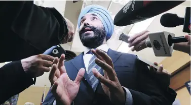  ?? DAN JANISSE / POSTMEDIA NEWS ?? Federal minister Navdeep Bains is on a mission to make the Canadian economy a more innovative one.