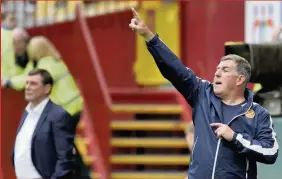  ??  ?? Barking orders Mark McGhee encourages his players on Saturday