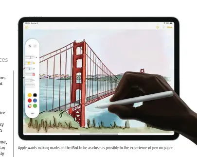  ??  ?? Apple wants making marks on the iPad to be as close as possible to the experience of pen on paper.