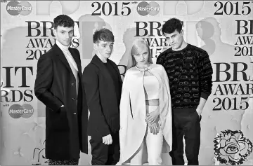  ??  ?? Clean Bandit arrive for the Brit music awards in Greenwich, London, on Feb 25, 2015. — Reuters file photo