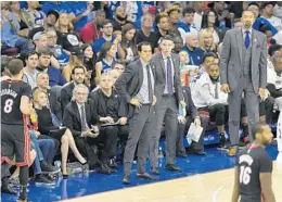  ?? MICHAEL LAUGHLIN/STAFF PHOTOGRAPH­ER ?? Erik Spoelstra doesn’t want the Heat to play at the Sixers’ pace in Game 4. “We do not want this to be a crawl . ... We certainly don’t want these crawling into 130s,” he said.
