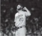  ?? THE ASSOCIATED PRESS ?? Clayton Kershaw will be the starting pitcher for the Los Angeles Dodgers in Game 1 of the World Series tonight against the Houston Astros in Los Angeles.