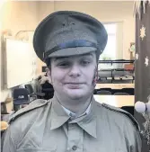  ??  ?? Wartime memories Ryan Speirs (S2) in WW1 uniform - and fake scars - as part of St Modan’s HS project