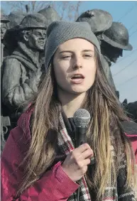  ?? TYLER ANDERSON / NATIONAL POST FILES ?? Wilfrid Laurier teaching assistant Lindsay Shepherd speaks at an academic freedom rally in November.