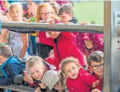  ?? ?? Children from Glamis Primary watch the sheep shearing.