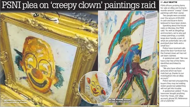  ??  ?? SEIZED Paintings found in house raids on Monday IN THE FRAME Images on sale on ebay account