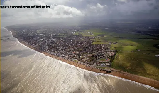  ??  ?? A view of the Kent coastline, where Caesar’s ships attempted their first – fraught – landing on British soil in 55 BC