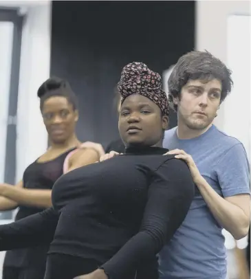  ?? ?? Daniella Fakoor Damptey and Martin Quinn in rehearsals for Orphans